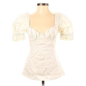 WANDERING WHITE RAMIE EMPIRE WAIST BLOUSE